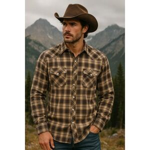 Wrangler‎ Western Plaid Snap Front Long Sleeve Shirt Men's Size XXL